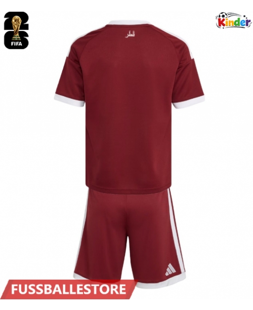 Günstige Katar Heimtrikotsatz Kinder WM 2026 Kurzarm (+ Kurze Hosen)
